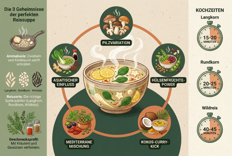 vegane Reissuppe Variationen